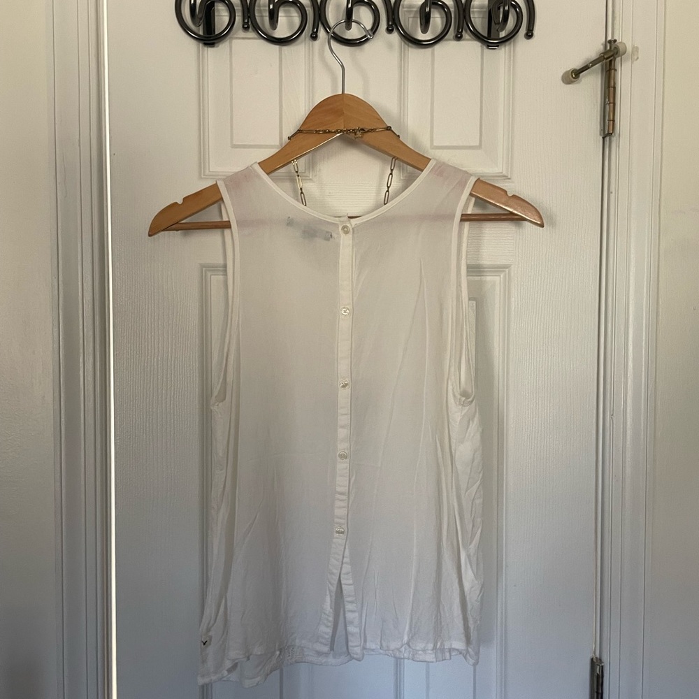 Retro AEO White Panel Sleeveless Button Blouse - Picture 4 of 5